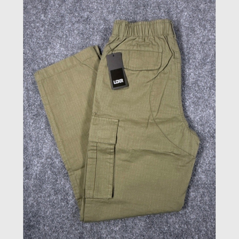 LCKR Cargo Pants Boys Medium 10/12 Olive Green Utility Ripstop Straight Leg NWT